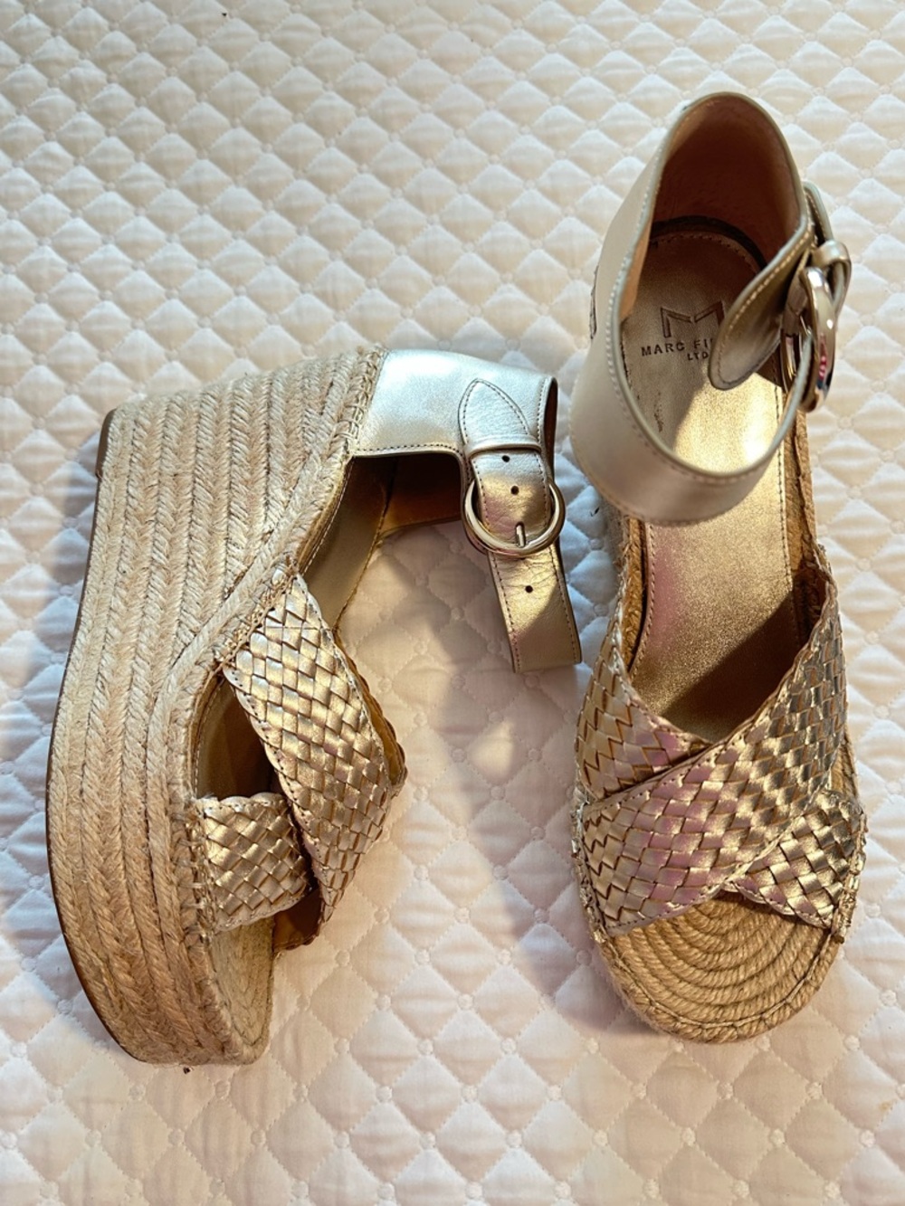 Marc Fisher gold braided platform sandals! Size 9.5M